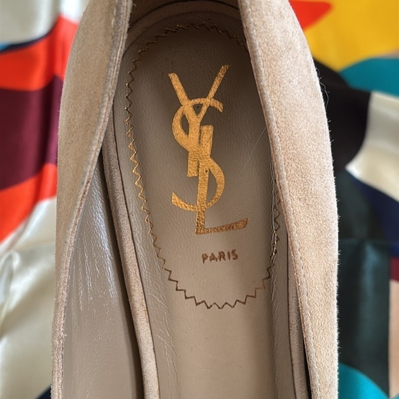 Yves Saint Laurent Suede Cream Platform Pumps Stiletto Heels Neutral Italy - Picture 5 of 16